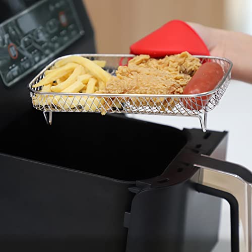 CUTIECLUB 304 Stainless Steel Air Fryer Rack for Ninja Foodi AF300UK, AF400UK & 7.6L-9.5L or Larger Dual Air fryer, Stackable Dehydrator Toast Ov