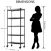 SUOERNUO 5-Shelf Shelving Storage Unit on Wheel Casters Metal Organizer Wire Rack for Home Office Kitchen Bathroom Organization Black(30Lx14Wx62.