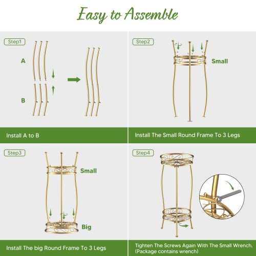 H HOMEXIN Plant Stand Indoor Outdoor, 2 Tier Tall Metal Plant stand 67.31cm Plant Holder Rack Heavy Duty Rustproof Decorative Plant Shelf for Cor