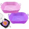 ZHONYEE 2 Pack Square Air Fryer Silicone Liners, Reusable Heat-Resistant and Food Safe Air Fryer Accessories, Easy Cleaning, Top 8.6 Inch Bottom