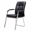 N/A Classic Leather Office Desk Guest Chair with Metal Frame, Comfortable and Breathable, Black