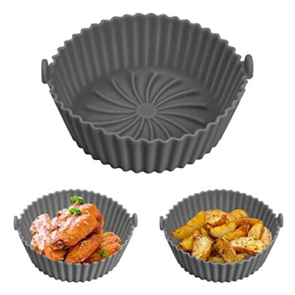 Yasmous 6.3Inch Air Fryer Silicone Pot Reusable Liners Replacement Heat Resistant Round Basket Non-Stick Baking Pan Accessoy for Home Kitchen Ove