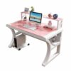 HAWEWE Modern Tempered Glass Computer Desk With Shelf PC Laptop Table Bedroom Simple Study Writing Desk Easy To Install Computer Workstation For