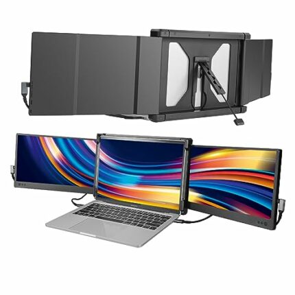 JoyReal Triple Monitor for Laptop, 12'' External Monitor for 13''-16'' Laptop, FHD 1080P Portable Monitor with USB-C HDMI for Mac Windows Chromeb