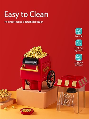 Popcorn Maker 1200W, Home Hot Air Popcorn Machine, Healthy & Fat-Free, Easy to Clean & Use, Best Theater Popcorn Popper for Movie Night,Parties,