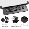WANGFENG Ergonomic C Clamp-On Keyboard Tray, Adjustable Desk Extender Under Desk Slide-Out Enlarged Keyboard Mouse Holder for Office Home Typing