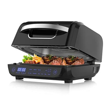TopStrong Air Fryer Grill Combo Indoor, 8-in-1 Air Fryer and Health Grill with Air Crisp, Roast, Broil, Pizza, Dehydrate, Bake, Grill and Manual,