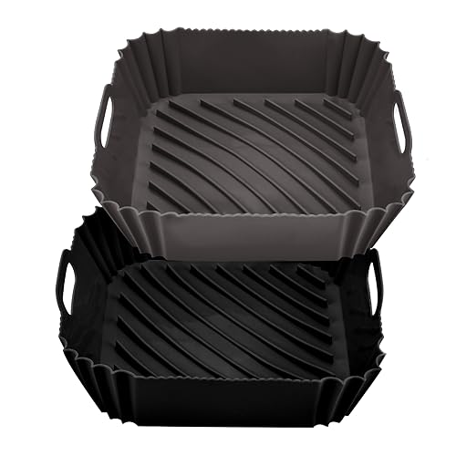 Air Fryer Liners – Durable Air Fryer Silicone Liners – Air Fryer Liners Square with Practical Handles – Dishwasher and Oven Friendly Silicone Air