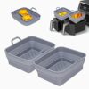 2022 Upgraded 2PCS Foldable Silicone Air Fryer Liner for Ninja Air Fryer Dual Large 【Ninja UK300/400】Air Fryer Liner Reusable, Ninja Dual Air Fry