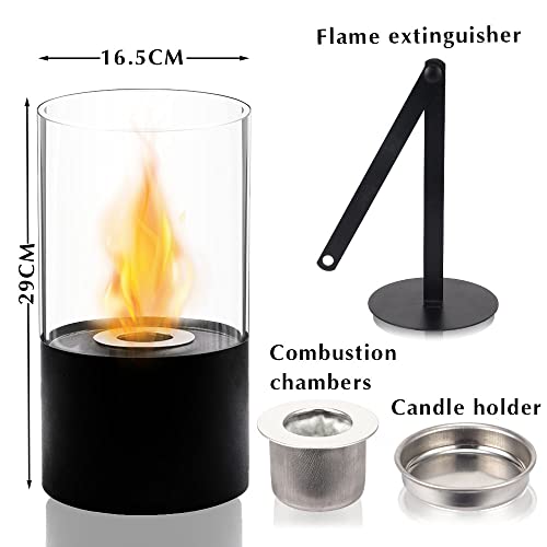 JSMY Black Bioethanol Fireplace, 29cm High Tabletop Fire Bowl Ethanol Fire Pit Bio Fireplace for Indoor Outdoor Home Garden Balcony Living Room D