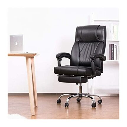 ZXFYHD Desk Chair,Office Chair Swivel Office Chair Ergonomic Adjustable Hight Computer Chair Tilt Function Leather Reclining Black