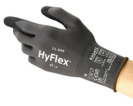 Ansell HyFlex 11-840 Professional Work Gloves, Abrasion Resistant Nitrile Coating with Firm Grip, Multipurpose Protection Gloves, Mechanical and