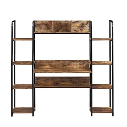 N/A Computer Desk with Locker Computer Workstation with Storage Bookshelf Home Office (Color : A)