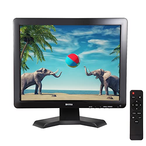 BHVNA 15 inch Multifunction LED Monitor Small TV with HDMI AV BNC VGA USB Input Support Surveillance Camera Display CCTV PC Monitor 1024x768 Buil