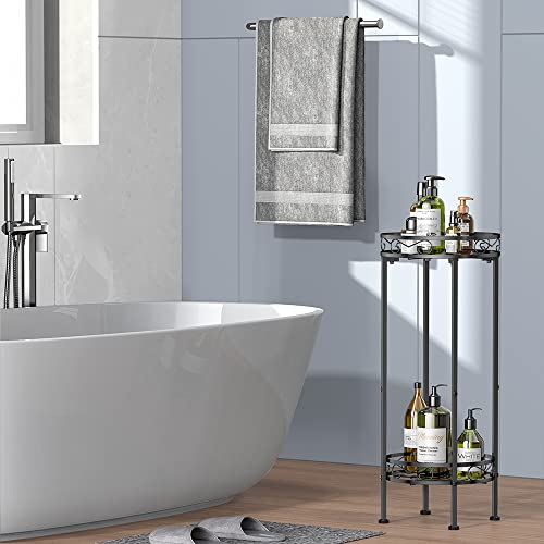 Mutool 2 Tier Tall Plant Stand, Metal Plant Stands Indoor 70x30cm, Flower Stand Flower Pot Display Stand for Garden Patio, Black