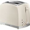 Russell Hobbs 26062 2 Slice Toaster - Contemporary Honeycomb Design with Extra Wide Slots and High Lift Feature, Cream