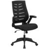Flash Furniture High Back Designer Mesh Executive Swivel Ergonomic Office Chair with Height Adjustable Flip-Up Arms, Metal, Black, Set of 1