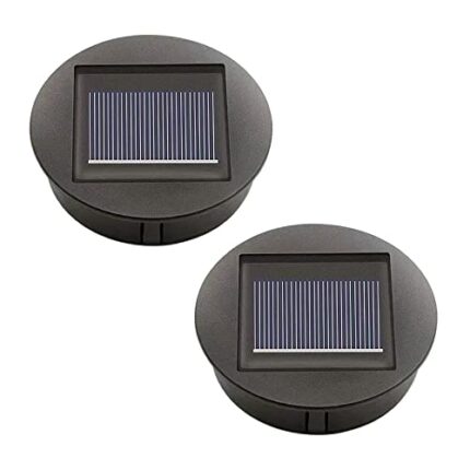 Set of 2 Solar Lights Replacement Top with LED Bulbs Solar Panel Lantern Lid Lights Replacement Top Light Bulb Replacement Part for Outdoor Hangi