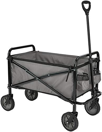 Amazon Basics Garden Tool Collection Collapsible Folding Outdoor Garden's Utility Wagon with Cover Bag, Grey