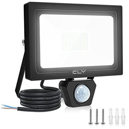 CLY Security Lights Outdoor Motion Sensor, 30W PIR Sensor Security Light 2600 Lumen IP66 Waterproof Motion Sensor Floodlight, 6500K Cold White LE