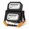 T-SUNUS 60W Rechargeable LED Work Light 360° Rotation & 3 Modes Portable Floodlight Job Site Lights with Stand, USB Spotlight Waterproof Battery