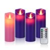 Aku Tonpa Christmas Products 3 Purple and 1 Pink Battery Operated Flameless Advent Candles with Remote Control and Timer, 2.15"x6"