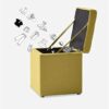 CHEWYNP footstool Home Foldable Footrest Linen Storage Ottoman Square Cube Foot Rest Stool/Seat for Home Living Room Fitting Room Bedroom Office
