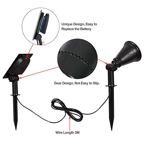 T-SUN Solar Spotlights, Color-Changing 7 LED Waterproof Outdoor Garden Wall Lights, Auto-on/Off, 180 Angle Adjustable Landscape Light, Separately