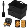 4PCS Silicone Liner for Ninja Dual Air Fryer AF400UK &Tower T17088,SHUOMAO Reusable Air Fryer Basket Pot Liner for Ninja AF300UK/AF400UK,Tower,Vo