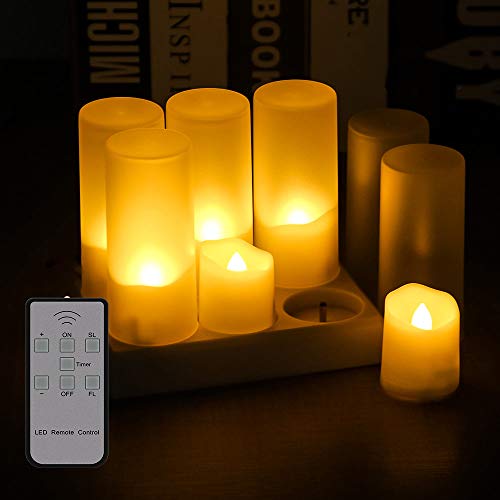 Rechargeable Battery Tea Lights, 6 Pcs Warm White Led Tea Lights with Remote & Timer, Fake Candles,Led Candles,Electric Tea Lights,Small Led Ligh