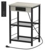 Printer Stand Industrial 3 Tier Printer Table with Storage and Charging Station Printer Stand Holder with Wood Shelves Printer Shelf with USB Por