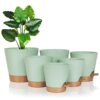 Warmplus Self-Watering Plant Pots Indoor, 20/17.5/16.5/15/14/12.5cm Plastic Flowerpots with Drainage Holes Saucer and Reservoir, Indoor Modern De