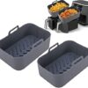 Silicone Pot for Ninja Dual Air Fryer, 2PCS Reusable Air Fryer Basket, Silicone Air Fryer Liners, Air Fryer Accessories for Ninja AF300UK AF400UK