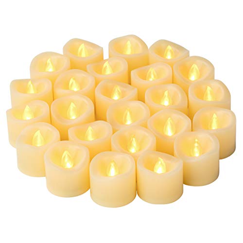 LED Flameless Flickering Votive Tea Lights Candle Battery Operated Set of 24 / Electric Flicker Tealights Bulk Candles for Wedding, Party, Festiv