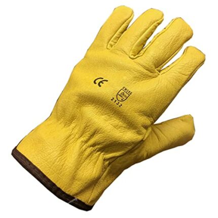 Himalayan Men's H310 Fleece Lined Leather Winter Thermal Cold Work Drivers PPE Gloves, Yellow, M (Pack of 2)