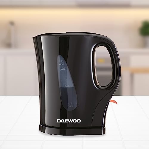 Daewoo Essentials, Plastic Kettle, Black, 1.7 Litre Capacity, Fill 7 Cups, Family Size, Visible Water Window For Easy Monitoring, Led Light Indic