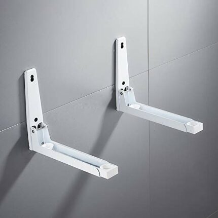 MEETOZ Universal Wall-Mounted Microwave Brackets (Set of 2) - White, arms Extend from 9.3" to 15.4"
