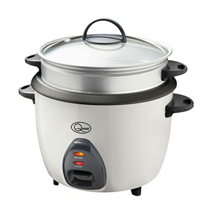 Quest 500W Rice Cooker & Steamer with Keep Warm Function, 1.5L/Non-Stick Inner Pot/ Cooks Rice & Makes Healthy Steamed Vegetables/Includes Spatul