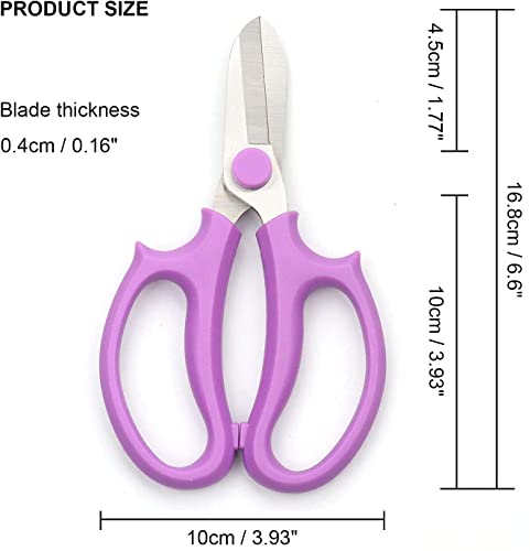 YYG Floral Shears, Premium Steel Garden Pruning Shears Floral Fruits Leaf Scissors Hand Pruner Snip Trimming Tool for Gardening Flower (Purple, 6