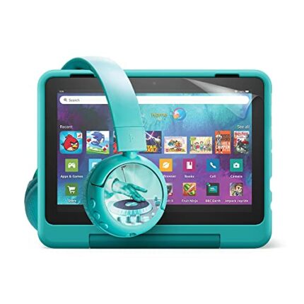 Fire HD 8 Kids Pro tablet (Hello Teal) + BuddyPhones PopTime Pro Bluetooth Child Headphones (Hello Teal) + NuPro Screen Protector (2-pack)