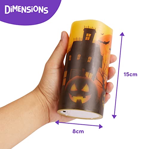 THE TWIDDLERS 3 Halloween Real Wax Flameless Candles, LED Battery Operated Pillar Candles