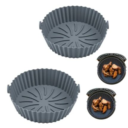 Silicone Air Fryer Liners, 7.8 inches 2PCS Liners Reusable Accessories Non-Stick, Oil-Proof, Water-Proof. Food Grade Silicon Baking Tray for Roas