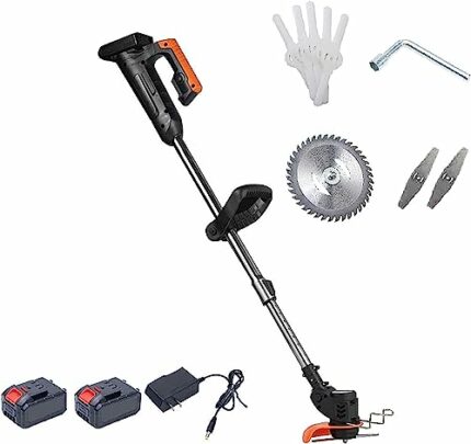 Cordless Weeder, 24V Lightweight Cordless Lawn Mower with 3 Blades 2 Pieces 24V Battery Charger Portable Home Lawn Garden Trimmer