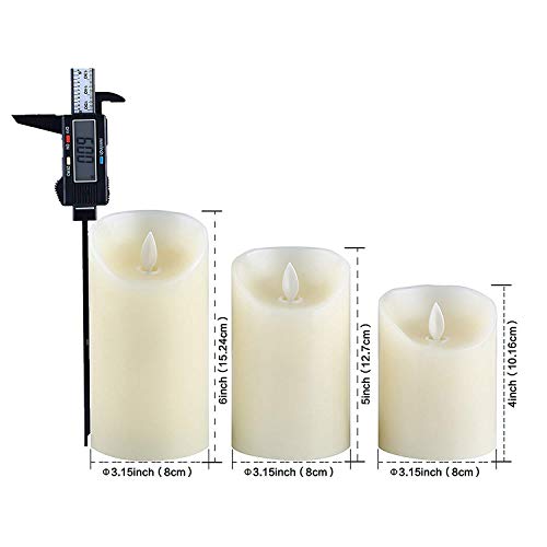 LED Candles,Flameless Candles 4" 5" 6" Real Wax Battery Candle Pillars, 10 Key Remote Control with 24 Hour Timer Function(Ivory,3 * 1)
