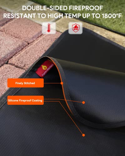 Fire Pit Mat for Decking, EC Technology 122 * 152 cm Grill Mat Outdoor BBQ Mat, Heat Resistant Mat Fireproof Mat for Decking Patios, Welding Blan