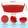 2Pcs Air Fryer Liner Red Reusable Silicone Air Fryer Pot Heat Resistant Air Fryer Non-Stick Silicone Basket 7.9inch Round Baking Pan Air Fryer Ac