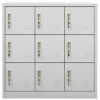 vidaXL 2x Locker Cabinets Home Office School Modern Locker-Style Storage Side Document Cabinet Organiser Cupboard Light Grey Steel