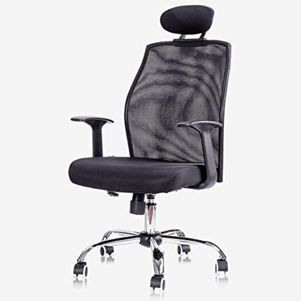 Mu Swivel Office Chair for Home Office Ergonomic Tilt Mechanism 360 Degree Swivel Mesh Backrest Headrest Swivel Desk Chair Computer Office Chair