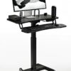 OCOMMO Automatic Height Adjustable 31.5 Inch Mobile Workstation with Keyboard Tray, Sit to Stand Up Tabletop Computer and Monitor Desk for Home O
