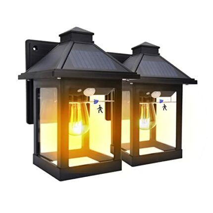 Nodfens 2 Pack Solar Lights Outdoor Garden, Solar Security Lights Outdoor Motion Sensor with 3 Modes, IP65 Waterproof Security Lights Outdoor Mot